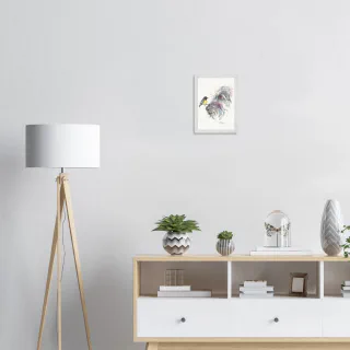 Framed print with a tomtit on a wolfhound's nose